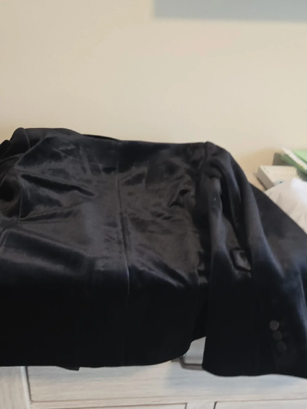 LOFT Black Velvet Tuxedo Double-Breasted Blazer